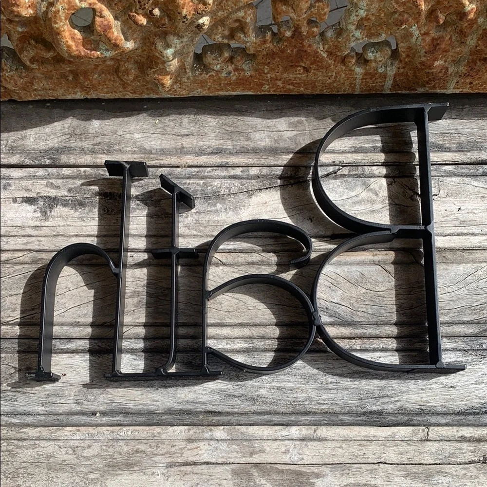 Black Heavy Metal / Wrought Iron Typeset Bath Sign